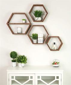 img 2 attached to 📚 Rustic Brown Extra Large Hexagon Floating Shelves Set of 4 - Honeycomb Decor - Geometric Hexagonal Wall Shelves - Wooden Octagon Honeycomb Shelf