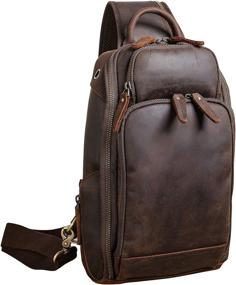 img 4 attached to 🎒 Italian Leather Shoulder Daypack with Quality Zippers