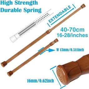 img 1 attached to 🔒 AIZESI Tension Rods - Reliable Spring Steel Cupboard Bars and Curtain Rods (Brown, 16" to 28" - 2PCS)