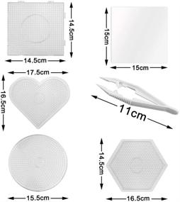 img 3 attached to 🎨 BILLIOTEAM 10PCS Clear Plastic Pegboards Set Kit for Kids Craft Supplies Beads - includes 4 Shapes, 2 Tweezers, and 6 Ironing Paper, perfect for Fuse Beads