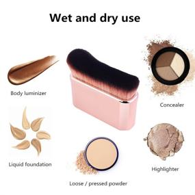 img 2 attached to 🌸 High Density Face and Body Makeup Brush for Seamless Liquid Foundation Blending | Kabuki Brush for Body Highlighter, Bronzer, Shimmer, and Concealers | Cream Powder for Face and Body Brush (Rose gold)