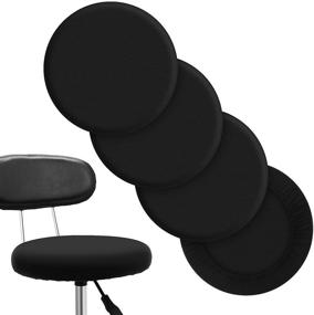 img 4 attached to 🪑 Elastic Bar Stool Covers - Washable Slipcover for Round Bar Chairs - Ideal for Home, Hotel Use - Fits 12-14 Inch Cushions (Black, Pack of 4)