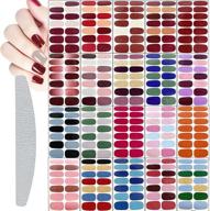 set of 20 full nail wraps stickers - self-adhesive, solid color, nail polish strips for women and girls. includes nail files. perfect for diy nail art, holiday decoration. classic assorted colors - 288 pieces logo