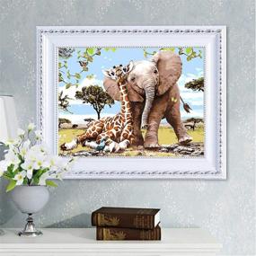 img 3 attached to 🐘 Elephant and Giraffe DIY 5D Diamond Painting Kits for Adults - Cross Stitch Arts Crafts Embroidery on Canvas Wall Decor, 16x12 Inches