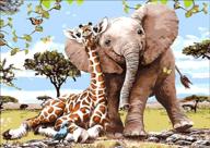 🐘 elephant and giraffe diy 5d diamond painting kits for adults - cross stitch arts crafts embroidery on canvas wall decor, 16x12 inches logo