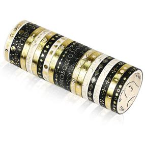 img 1 attached to 🌙 20 Rolls of Thin Black Gold Washi Tape - 5mm Wide Space Skinny Set for Bullet Journal, Scrapbook, Planner, Gift Packaging, DIY Crafts: Moon and Star Designs