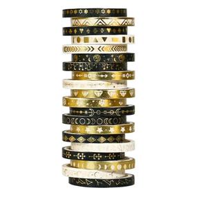 img 3 attached to 🌙 20 Rolls of Thin Black Gold Washi Tape - 5mm Wide Space Skinny Set for Bullet Journal, Scrapbook, Planner, Gift Packaging, DIY Crafts: Moon and Star Designs