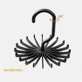 img 2 attached to 🔄 BigOtters 4 PCS 360° Rotating Scarf Hanger | Adjustable Twirl Tie Rack | Tie Belt & Scarf Closet Organizer Hooks | Multipurpose Storage Solution (Black, Medium Size)