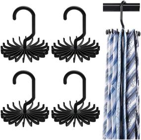 img 4 attached to 🔄 BigOtters 4 PCS 360° Rotating Scarf Hanger | Adjustable Twirl Tie Rack | Tie Belt & Scarf Closet Organizer Hooks | Multipurpose Storage Solution (Black, Medium Size)