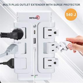 img 3 attached to ⚡️ Wall Mounted Surge Protector Power Strip with 6 Outlets, Rotating Design - CFMASTER Multi Sockets, 15A 1875W, 540J, 3USB (2A1C), 4.8A for Home Office Hotel Travel (6 Outlet 2 USB+Type C)