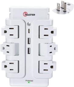 img 4 attached to ⚡️ Wall Mounted Surge Protector Power Strip with 6 Outlets, Rotating Design - CFMASTER Multi Sockets, 15A 1875W, 540J, 3USB (2A1C), 4.8A for Home Office Hotel Travel (6 Outlet 2 USB+Type C)