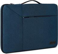 waterproof laptop sleeve case - 15-15.6 inch 360 protective bag for macbook air/pro, notebook - work & business computer case with portable handle, navy blue logo