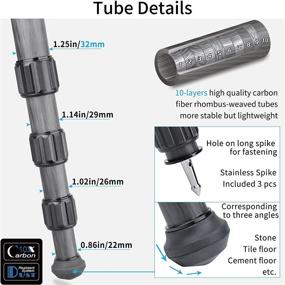 img 2 attached to 📷 INNOREL LT324CM: Portable Carbon Fiber Tripod for Heavy-Duty Camera Needs - Max Load 66lbs/30kg, Max Height 57in/146cm