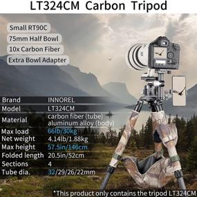 img 3 attached to 📷 INNOREL LT324CM: Portable Carbon Fiber Tripod for Heavy-Duty Camera Needs - Max Load 66lbs/30kg, Max Height 57in/146cm