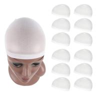 🎀 premium white nylon wig caps for lace front wigs - stretchy stocking wig caps (6 pack, 12 pcs) for women logo