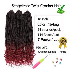 img 2 attached to 🔥 Богиня Senegalese Twist косички крючком 18 дюймов: Яркий бургундский завиток на кончиках для стильных косичек (T1b/BUG)