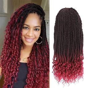 img 4 attached to 🔥 Богиня Senegalese Twist косички крючком 18 дюймов: Яркий бургундский завиток на кончиках для стильных косичек (T1b/BUG)