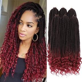 img 3 attached to 🔥 Богиня Senegalese Twist косички крючком 18 дюймов: Яркий бургундский завиток на кончиках для стильных косичек (T1b/BUG)