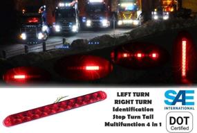 img 1 attached to 🚦 High-Visibility 2PCS Red LED Trailer Light Bar - 15" Waterproof Brake, Turn Signals, and Tail Lights - DOT Certified for Safety