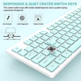 img 3 attached to 🌿 WisFox Full-Size Wireless Keyboard and Mouse Combo for PC/Laptops - Mint Green & White