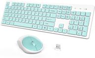 🌿 wisfox full-size wireless keyboard and mouse combo for pc/laptops - mint green & white logo