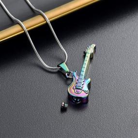 img 2 attached to 🎸 Melody of Remembrance: Musical Instrument Cremation Necklace for Women & Men – Guitar Urn Necklace for Ashes