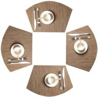 🍽️ set of 4 heat resistant round table mats - shacos bamboo tan wedge placemats for round table - wipe clean logo