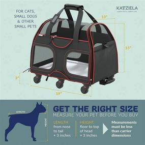 img 2 attached to Convenient and Safe Katziela Pet Carrier with Removable Wheels - Ideal for Small Dogs and Cats, Airline Approved, Telescopic Walking Handle, Mesh Windows and Safety Leash Hook