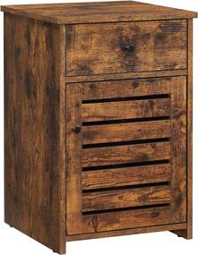 img 4 attached to 🏭 VASAGLE Industrial Nightstand: Rustic Brown, Drawer & Door Styled Side Table for Bedroom & Office - 15.7 x 15.7 x 23.6 Inches - ULET152X01