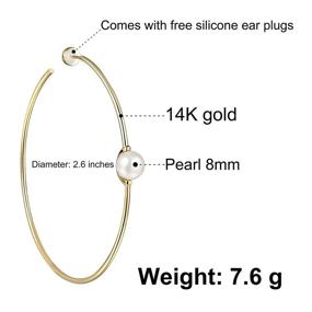 img 1 attached to 💎 Cowlyn Big Hoop Pearl Earring 8mm Shell Pearl 14K Gold Drop Dangle Hypoallergenic Women's Fashion Fine Jewelry (2 Color Options) - Enhanced SEO