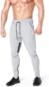 img 1 attached to BROKIG Mens Thigh Mesh Jogger Pants: Casual Slim Fit Sweatpants with Zipper Pocket for Gym & Bodybuilding Workouts