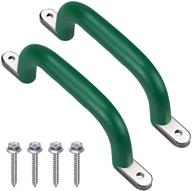 🏼 seleware 800 lb capacity set of 2 green metal playground handles with finger indentations - hand grips for kids swing set, playset, climbing frame, play house bars логотип