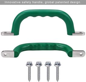 img 3 attached to 🏼 SELEWARE 800 LB Capacity Set of 2 Green Metal Playground Handles with Finger Indentations - Hand Grips for Kids Swing Set, Playset, Climbing Frame, Play House Bars