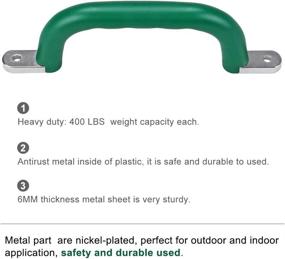 img 2 attached to 🏼 SELEWARE 800 LB Capacity Set of 2 Green Metal Playground Handles with Finger Indentations - Hand Grips for Kids Swing Set, Playset, Climbing Frame, Play House Bars