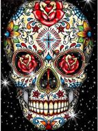 diamond painting rose skeleton kit - full drill diy skull painting by number kits for adults - nightmare gem art wall home decor - 12x16inch logo