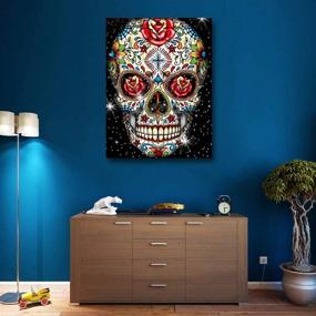 img 3 attached to Diamond Painting Rose Skeleton Kit - Full Drill DIY Skull Painting by Number Kits for Adults - Nightmare Gem Art Wall Home Decor - 12x16inch