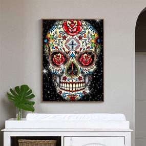 img 2 attached to Diamond Painting Rose Skeleton Kit - Full Drill DIY Skull Painting by Number Kits for Adults - Nightmare Gem Art Wall Home Decor - 12x16inch