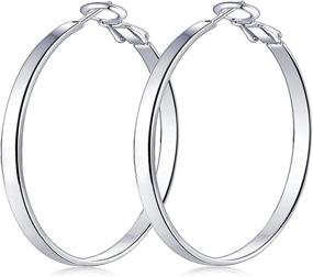 img 4 attached to 🌹 Stylish Loop Earrings: Rose Gold Plated 18k for Women & Girls with Sensitive Ears (50mm/2") - Fashion Jewelry Hoop Earrings