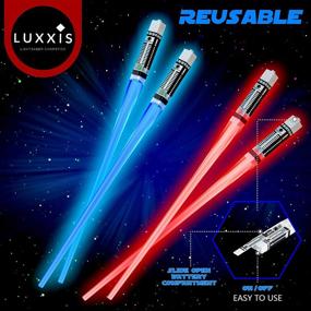 img 1 attached to 🥢 Star Wars Themed Light-Up LED Chopsticks: Fun Gift Set for Party - Red and Blue 2 Pair Set