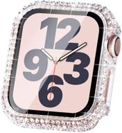 sparkling crystal diamond apple watch case 40mm, compatible with series 6/5/4/3/2/1, bling protective cover bumper for 38mm, 40mm, 42mm, and 44mm (clear) logo