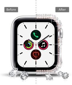 img 1 attached to Сияющий хрустальный алмазный чехол для Apple Watch 40 мм, совместим с сериями 6/5/4/3/2/1, блестящий защитный бампер для 38 мм, 40 мм, 42 мм и 44 мм (прозрачный)