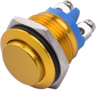 apiele 16mm momentary push button switch high round cap waterproof aluminum shell high flush screw terminals 250v ac 5a 12v 36v dc 2a 1no spst (yellow) logo