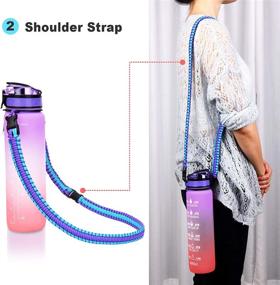 img 2 attached to 🏋️ Wongeto Purple Blue Water Bottle Shoulder Strap: Ideal for 32 oz Motivational Sports Bottles, Gym, School, Cycling, Running - Indoor and Outdoor Sports