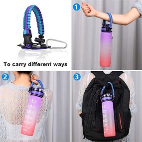 img 1 attached to 🏋️ Wongeto Purple Blue Water Bottle Shoulder Strap: Ideal for 32 oz Motivational Sports Bottles, Gym, School, Cycling, Running - Indoor and Outdoor Sports