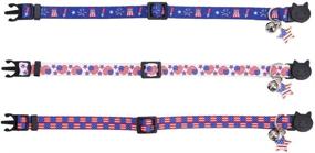 img 2 attached to Lamphyface 3 Pack American Flag Cat Collar: Celebrate 4th of July in Style with Adjustable Breakaway Design and Bell