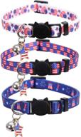 lamphyface 3 pack american flag cat collar: celebrate 4th of july in style with adjustable breakaway design and bell logo