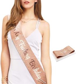img 4 attached to Glitter Rose Gold 'It's My Fing Birthday' Sash - Rose Gold Birthday Party Decorations and Favors for Women and Girls - Perfect for 16th, 18th, 21st, 22nd, 30th, 40th Birthdays