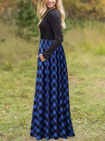 img 3 attached to 👗 MEROKEETY Women's Plaid Maxi Dress with Long Sleeves and Flattering Empire Waist - Full-Length