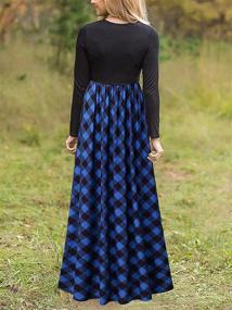 img 2 attached to 👗 MEROKEETY Women's Plaid Maxi Dress with Long Sleeves and Flattering Empire Waist - Full-Length