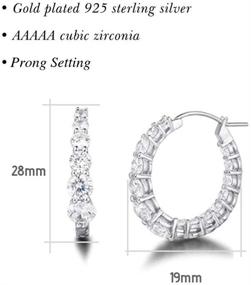 img 1 attached to 💎 Stunning FANCIME Sterling Silver Inside Out CZ Hoop Earrings - White Gold Plated, 1 Inch Diameter